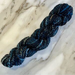 Handspun Wool Blend & Firestar Sparkly Nylon Light Weight Yarn in Deep Sea